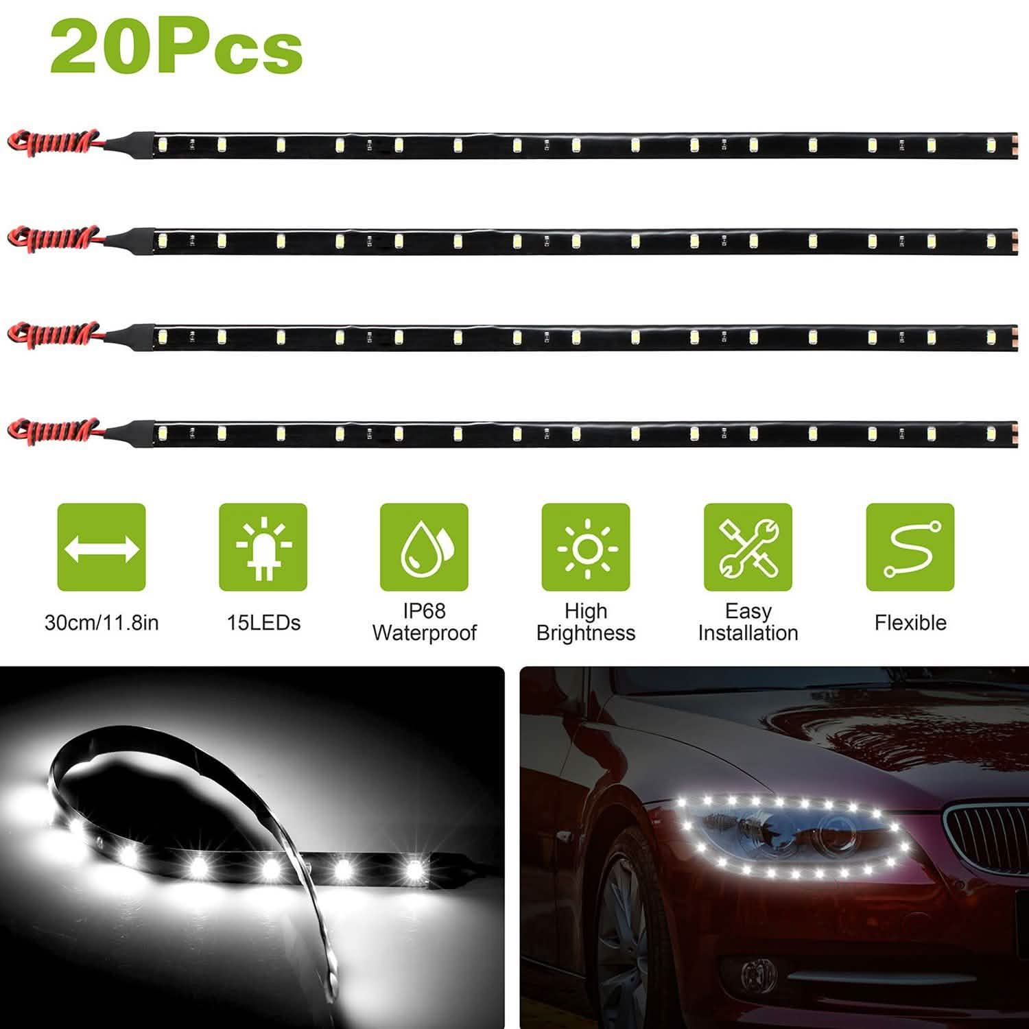20-Pieces: 12V Auto-LED Light Strip DailySale