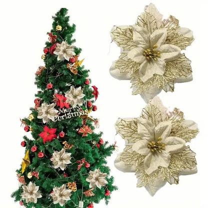 20-Pieces: Artificial Poinsettia Flowers Christmas Ornament DailySale