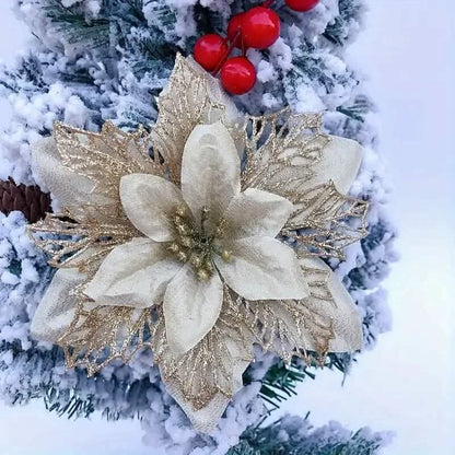 20-Pieces: Artificial Poinsettia Flowers Christmas Ornament DailySale