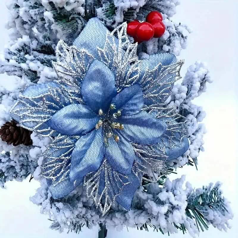 20-Pieces: Artificial Poinsettia Flowers Christmas Ornament DailySale