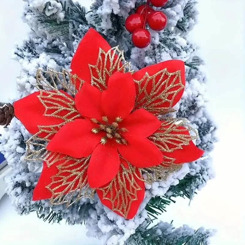 20-Pieces: Artificial Poinsettia Flowers Christmas Ornament DailySale