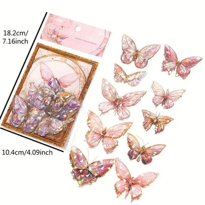 20-Pieces: Ice Crystal Laser Butterfly Decorative PET Stickers DailySale