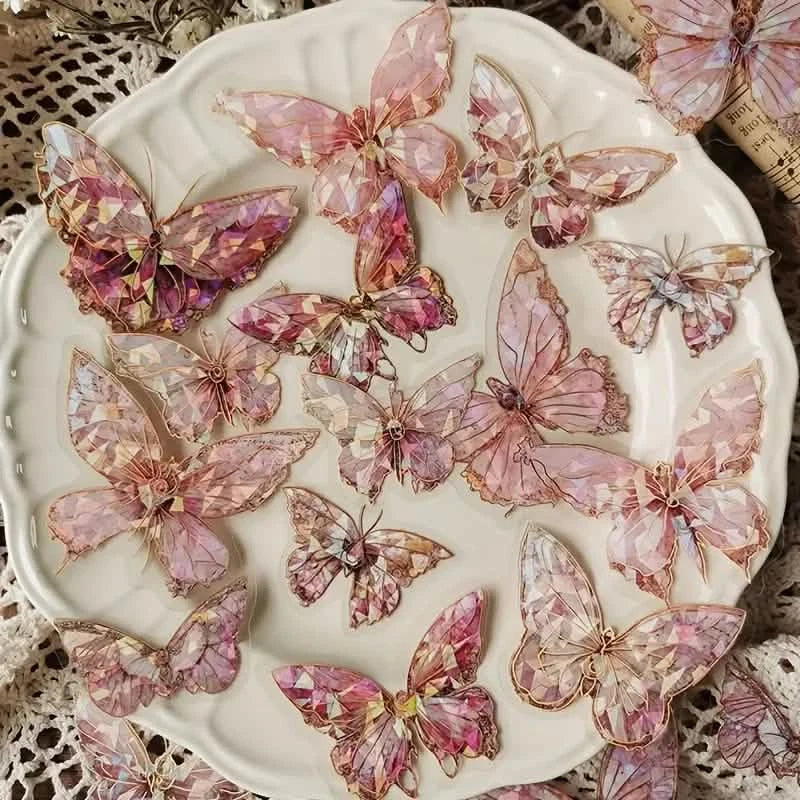 20-Pieces: Ice Crystal Laser Butterfly Decorative PET Stickers DailySale