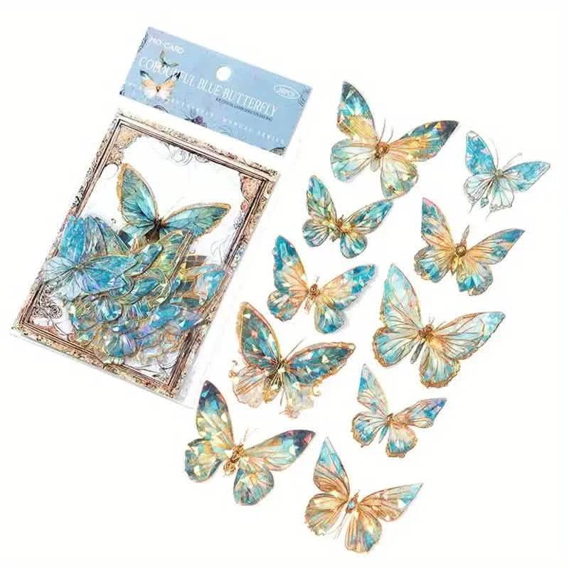 20-Pieces: Ice Crystal Laser Butterfly Decorative PET Stickers DailySale