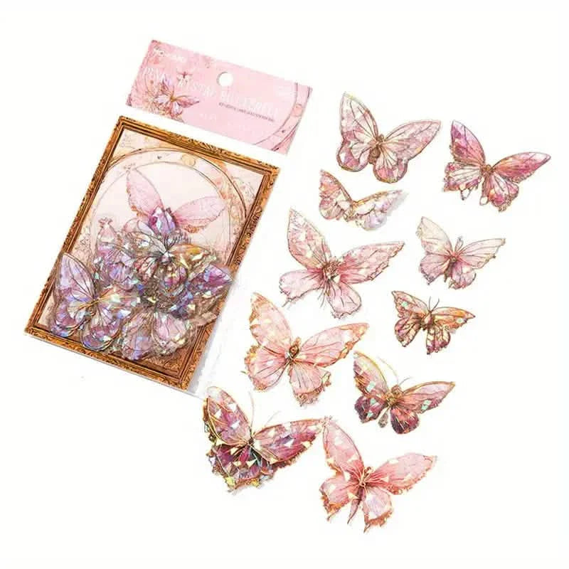 20-Pieces: Ice Crystal Laser Butterfly Decorative PET Stickers DailySale