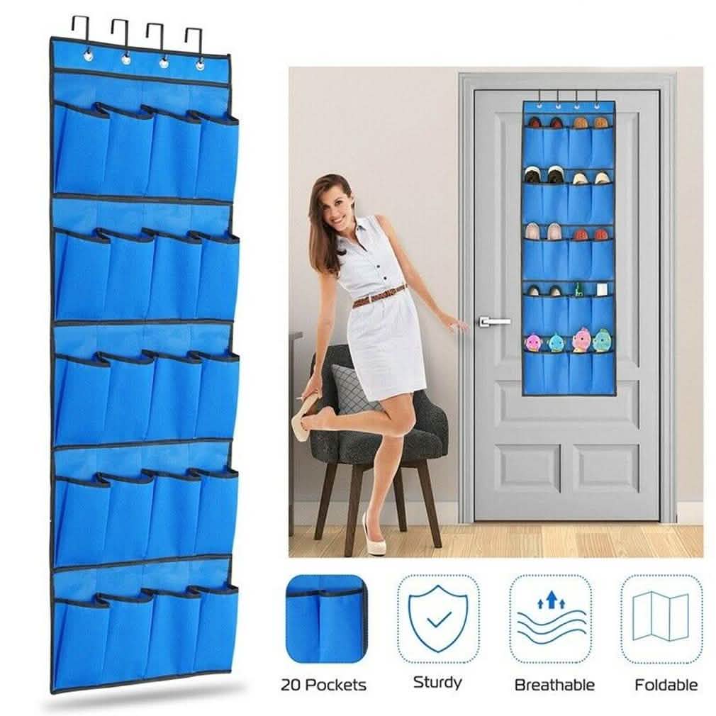 20 Pocket: Over the Door Shoe Rack Organizer DailySale