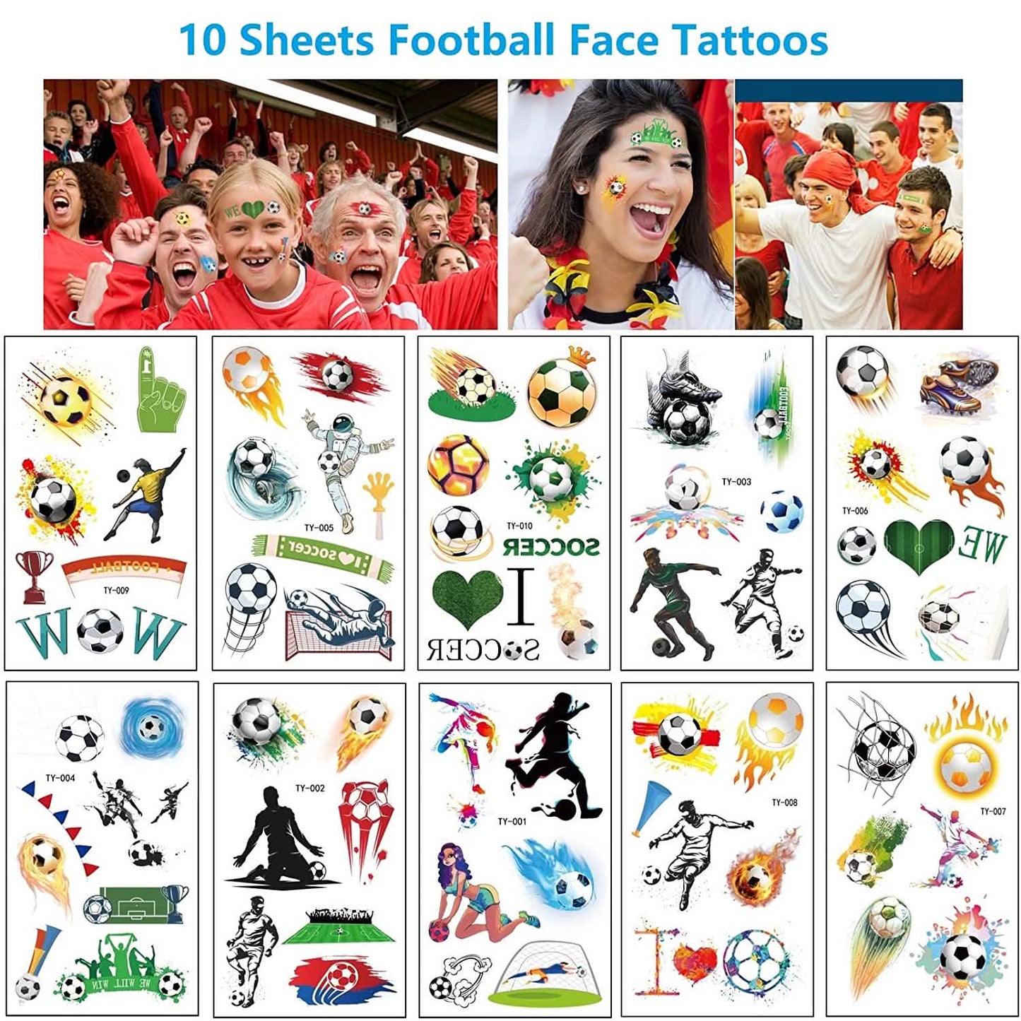 20 Sheet 2022 Football World Cup Football Sports Face Sticker DailySale