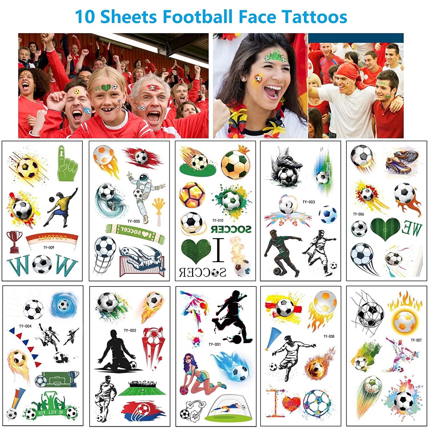 20 Sheet 2022 Football World Cup Football Sports Face Sticker DailySale