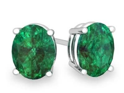 2.00 CTTW Emerald Oval Cut Studs in Sterling Silver DailySale