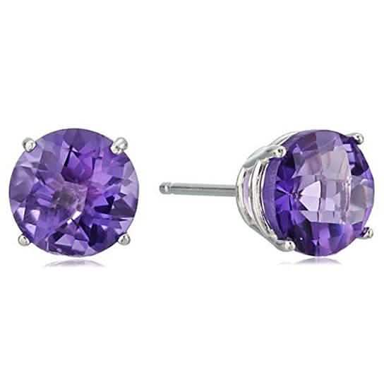 2.00 CTTW Solid Sterling Silver Round Cut Amethyst Studs DailySale