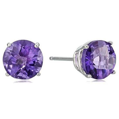 2.00 CTTW Solid Sterling Silver Round Cut Amethyst Studs DailySale