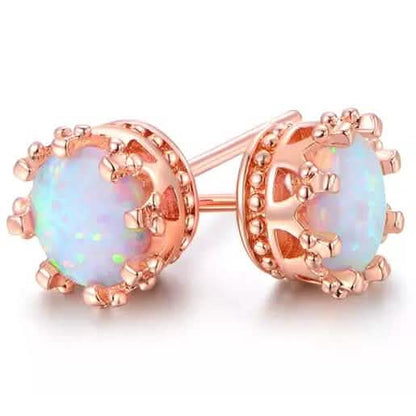 2.00 CTW Genuine Opal Crown Stud Earrings DailySale