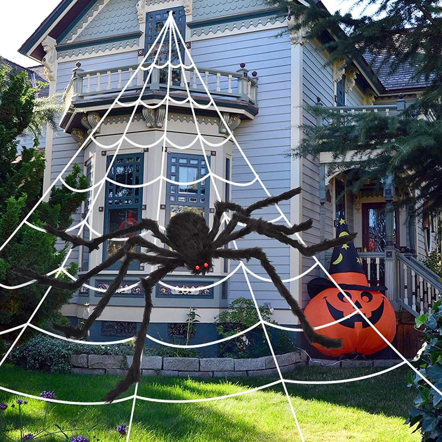 200" Halloween Spider Web and 59" Giant Spider Decoration DailySale