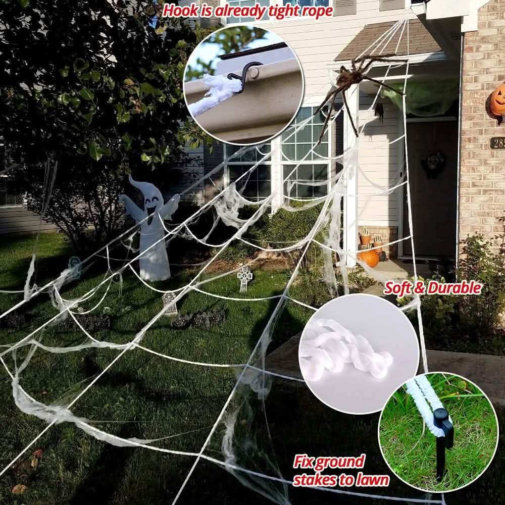 200" Halloween Spider Web and 59" Giant Spider Decoration DailySale