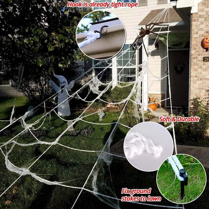 200" Halloween Spider Web and 59" Giant Spider Decoration DailySale