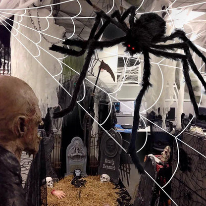 200" Halloween Spider Web and 59" Giant Spider Decoration DailySale