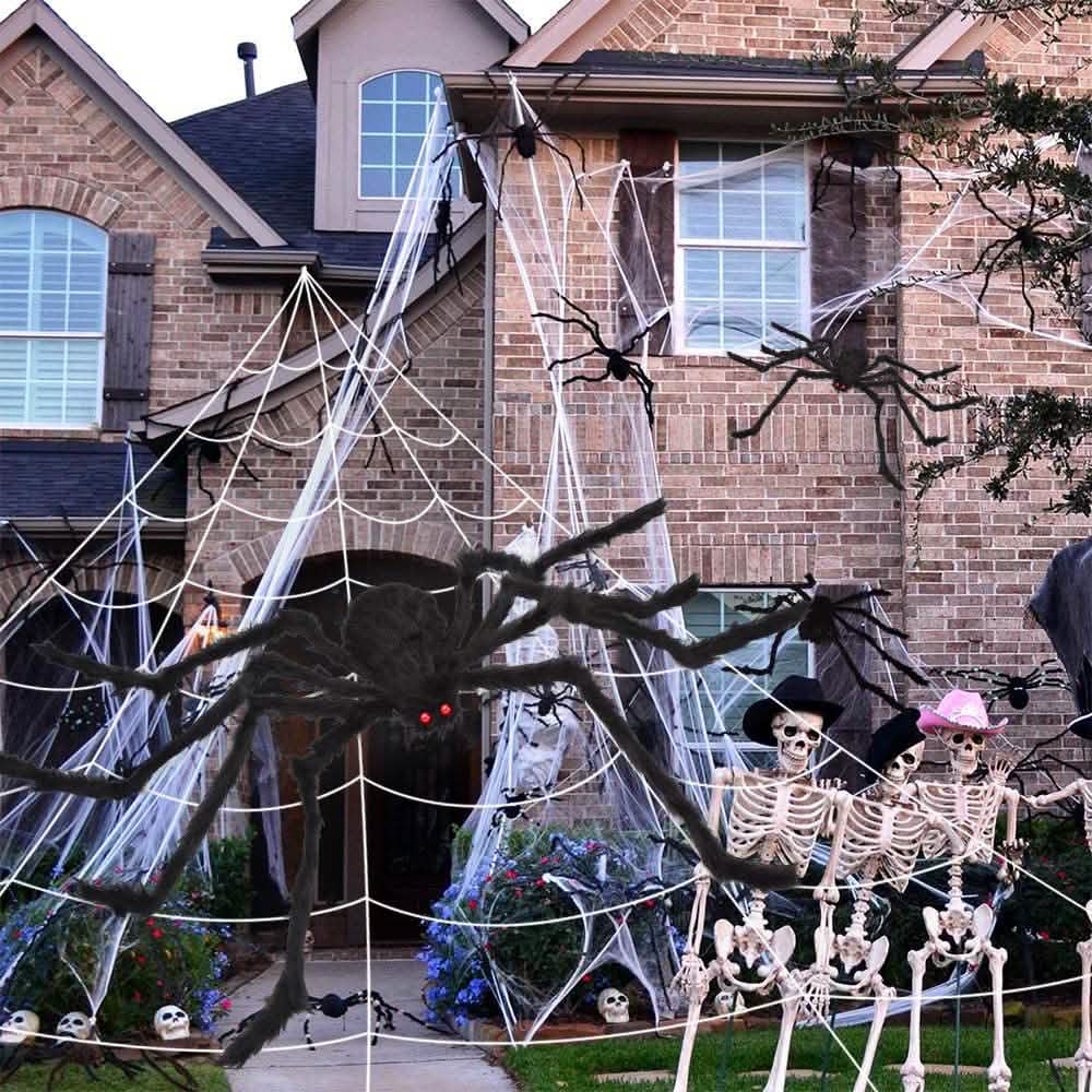 200" Halloween Spider Web and 59" Giant Spider Decoration DailySale