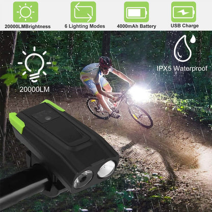 20000LM Bike Front Light with 120dB Loud Horn DailySale