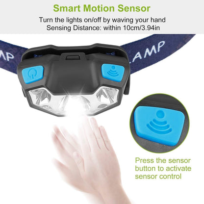 20000LM LED Headlamp USB Rechargeable Wave Motion Sensor Headlight DailySale