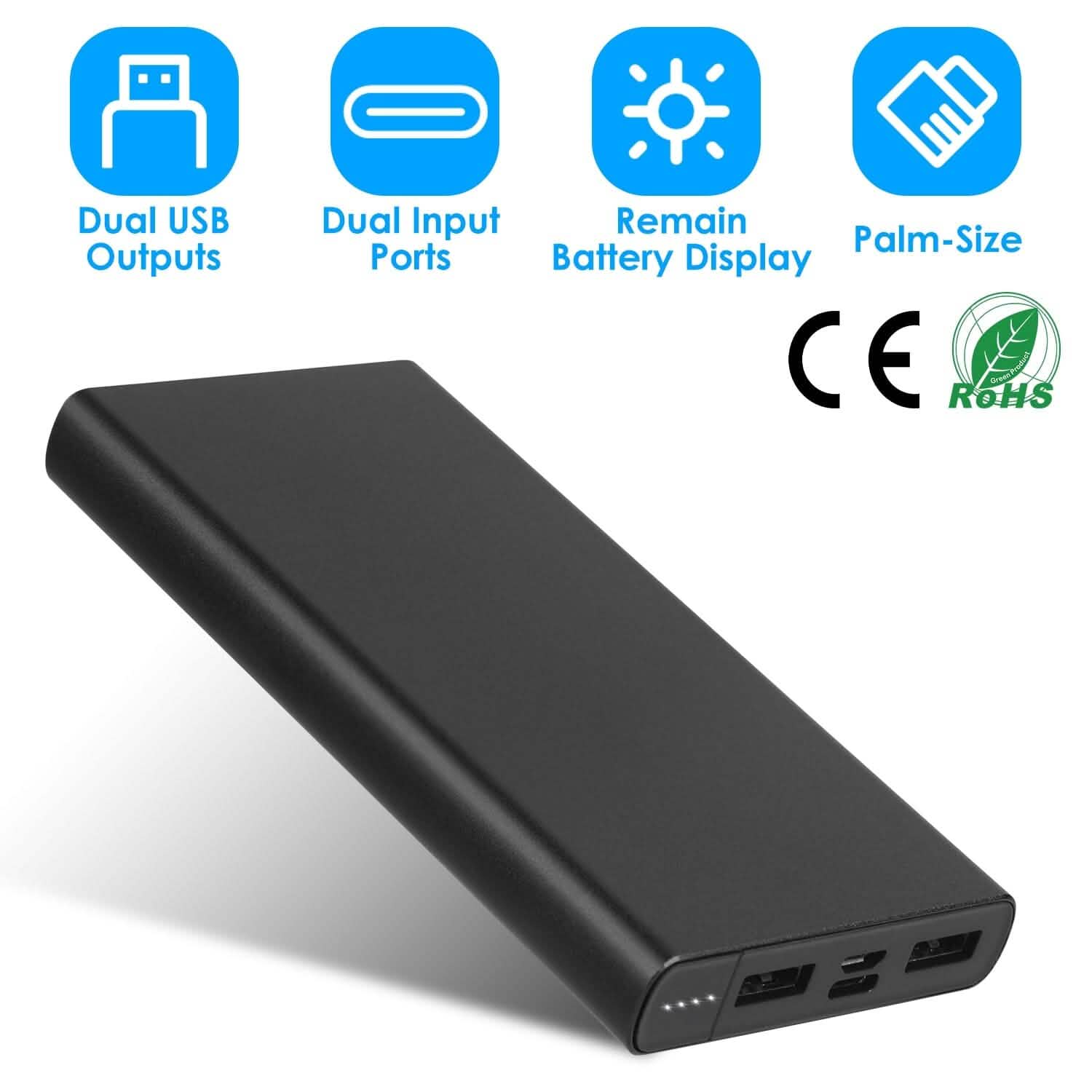 20000mAh Power Bank Portable External Battery Pack with Dual USB Output Ports Type C Micro USB Input DailySale