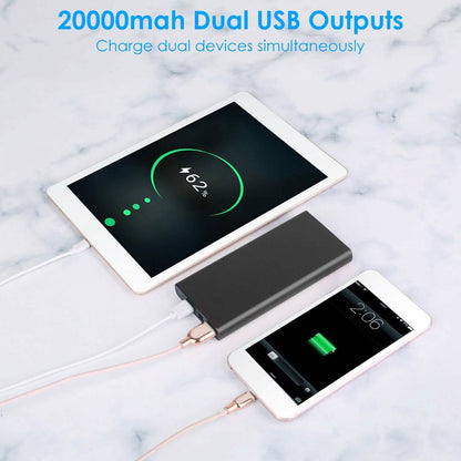 20000mAh Power Bank Portable External Battery Pack with Dual USB Output Ports Type C Micro USB Input DailySale