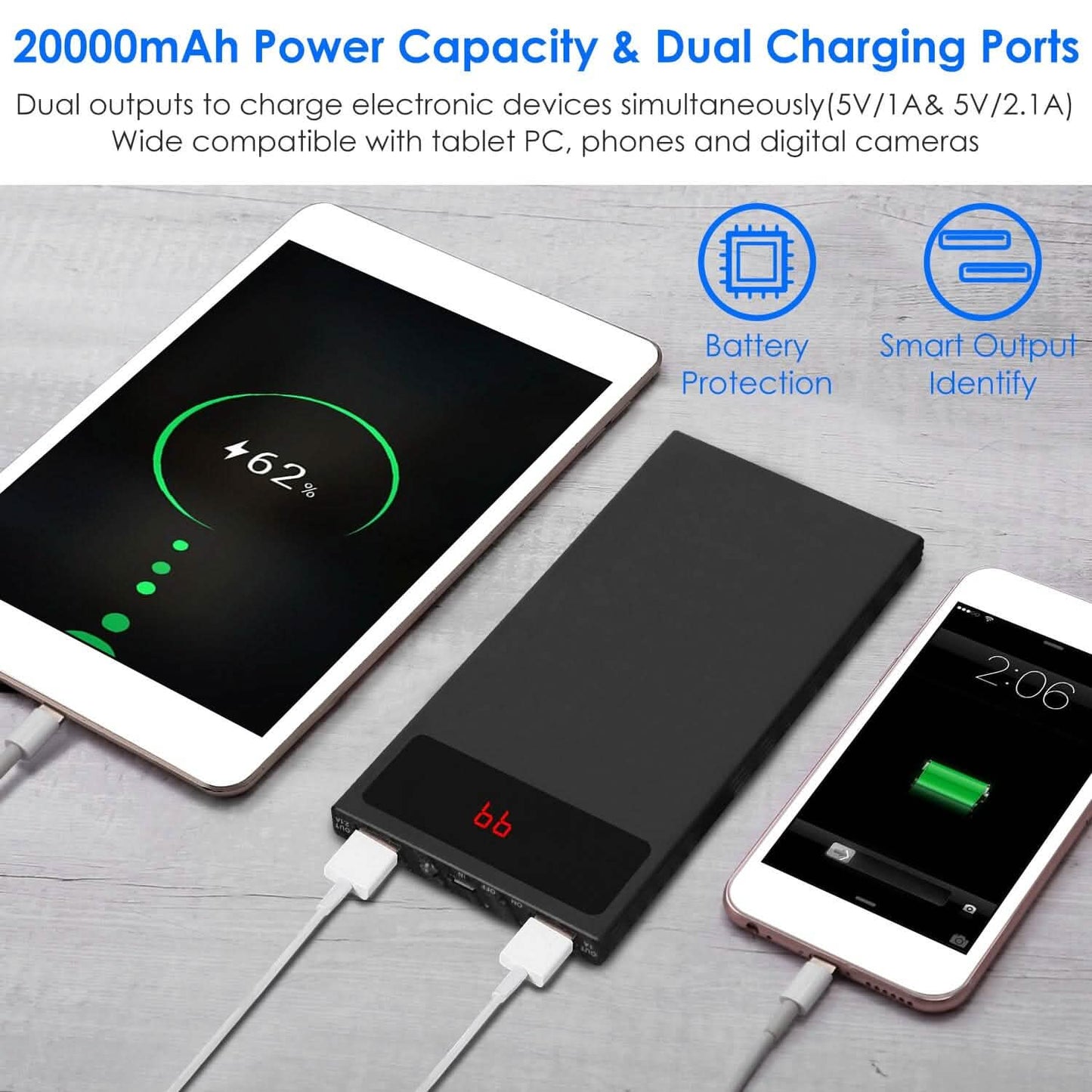 20,000mAh Power Bank Ultra-thin External Battery Pack DailySale