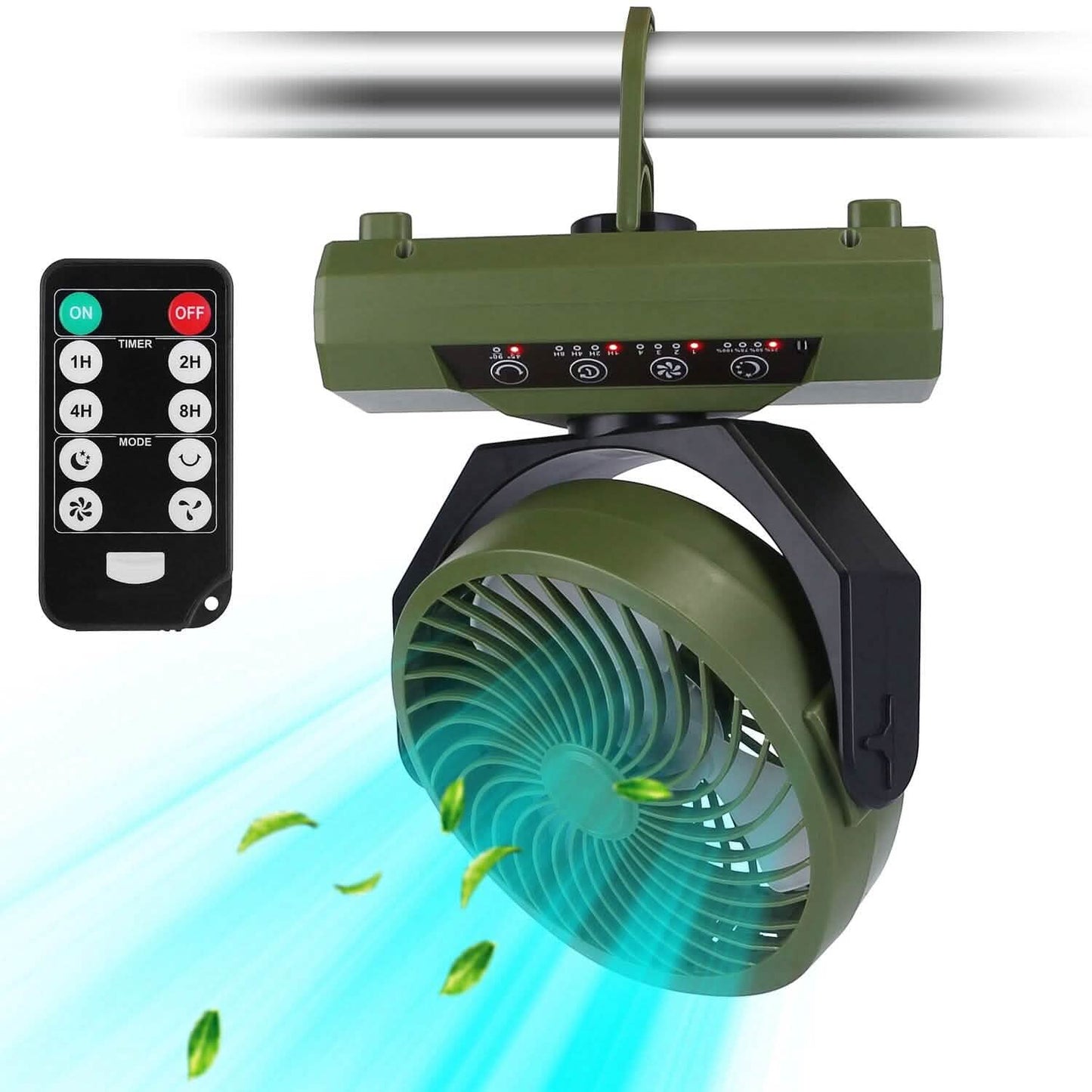 20000mAh Rechargeable Oscillating Camping Fan with Flashlight Hanging Hook Remote Control DailySale