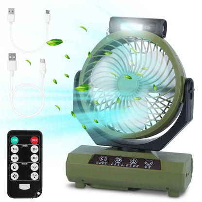 20000mAh Rechargeable Oscillating Camping Fan with Flashlight Hanging Hook Remote Control DailySale