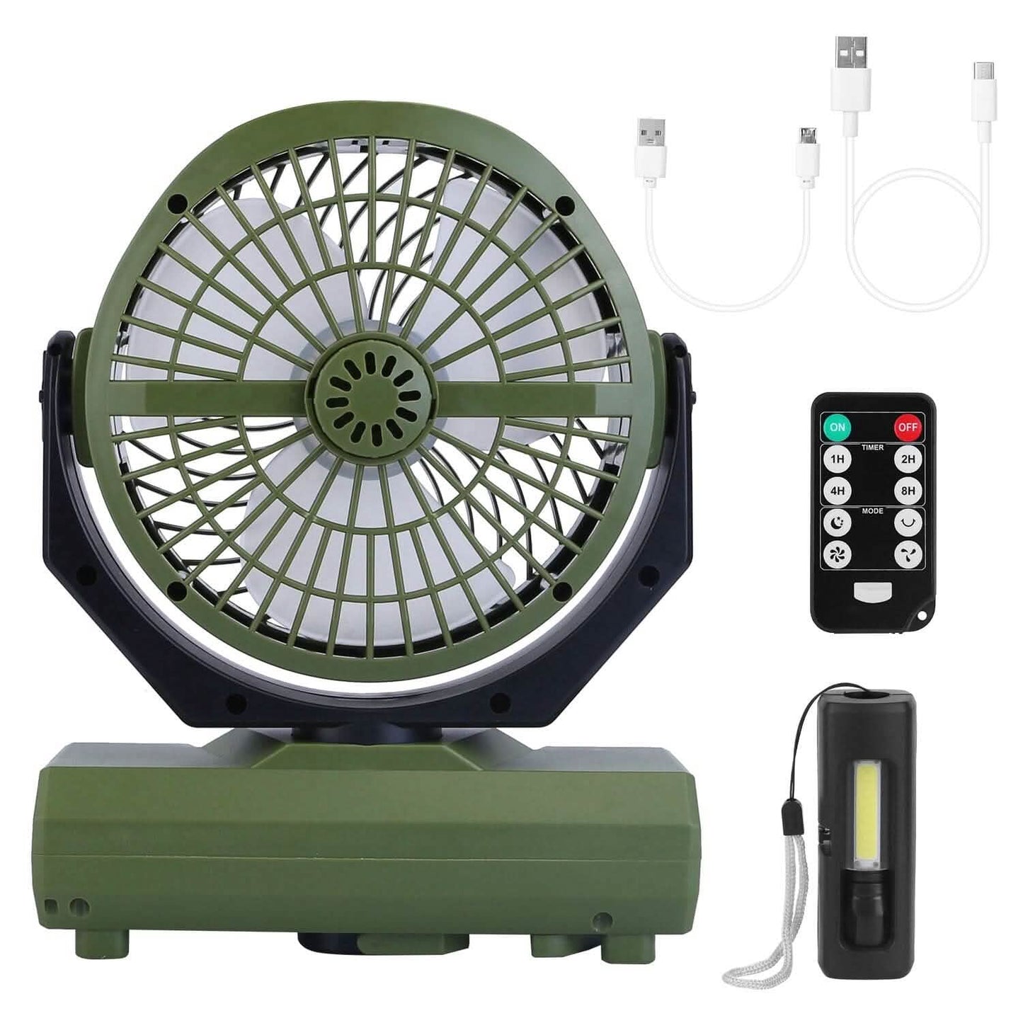 20000mAh Rechargeable Oscillating Camping Fan with Flashlight Hanging Hook Remote Control DailySale
