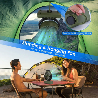 20000mAh Rechargeable Oscillating Camping Fan with Flashlight Hanging Hook Remote Control DailySale