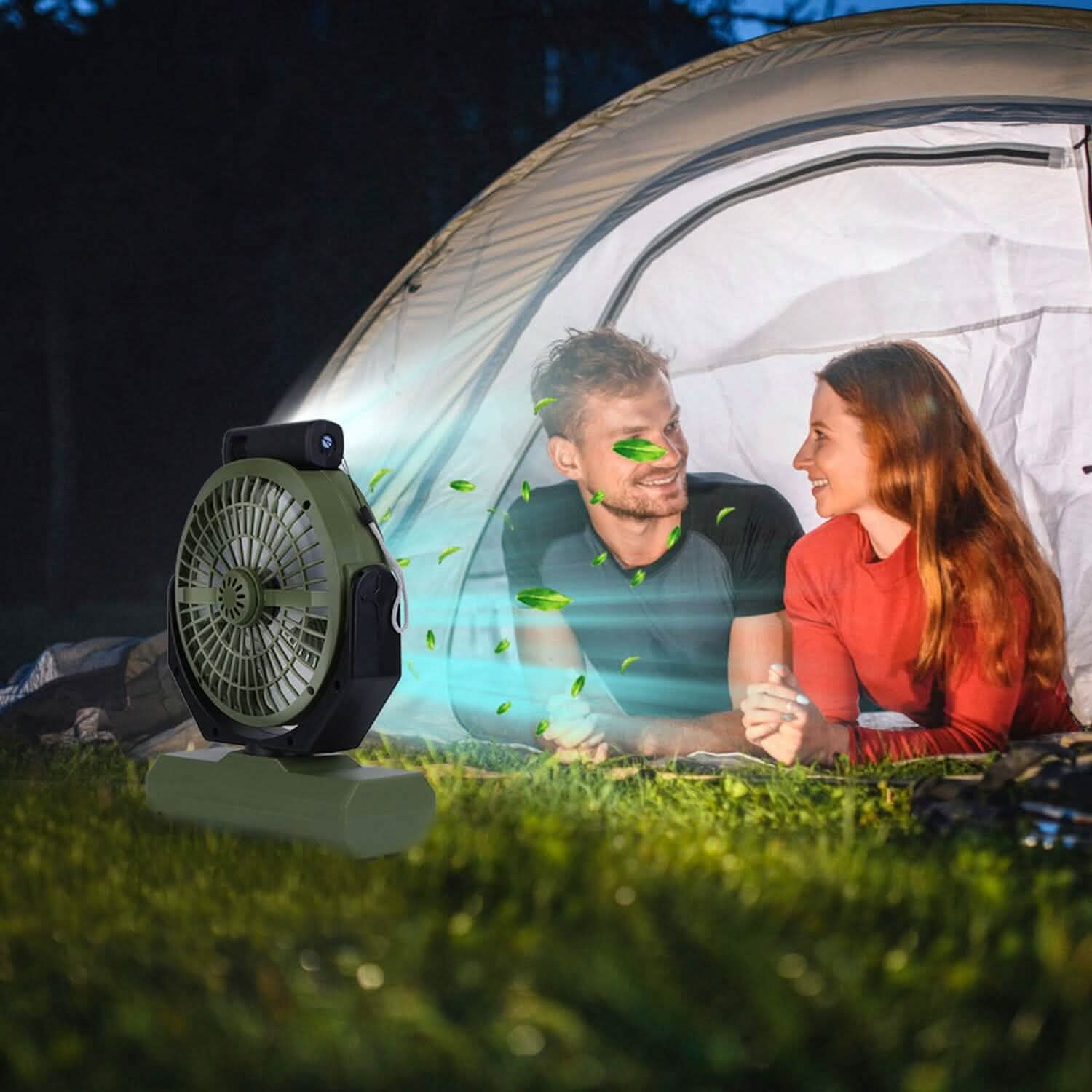 20000mAh Rechargeable Oscillating Camping Fan with Flashlight Hanging Hook Remote Control DailySale