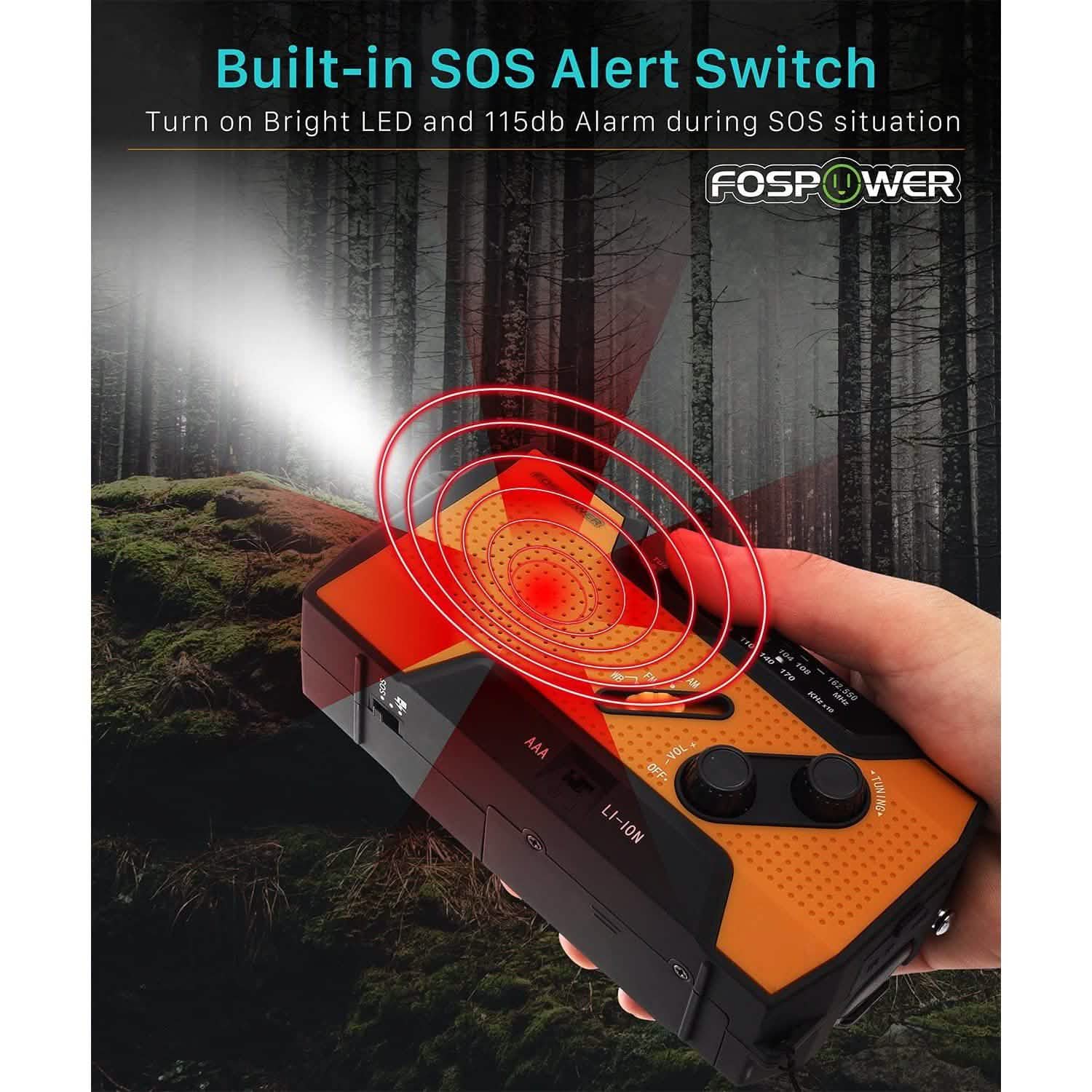 2000mAh NOAA Emergency Weather Radio Portable Power Bank with Solar Charging DailySale