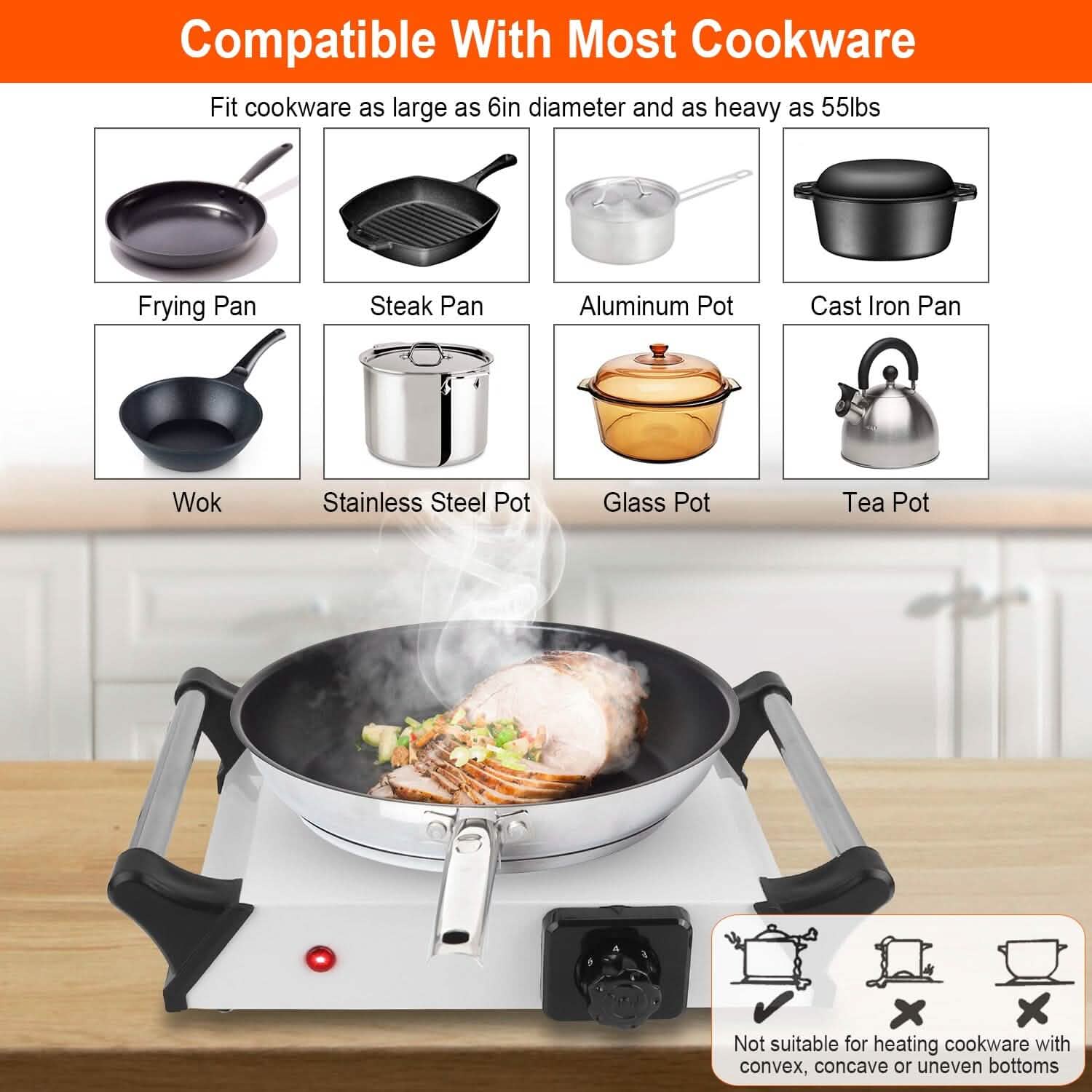 2000W Electric Burner Portable Coil Heating Hot Plate Stove Countertop DailySale