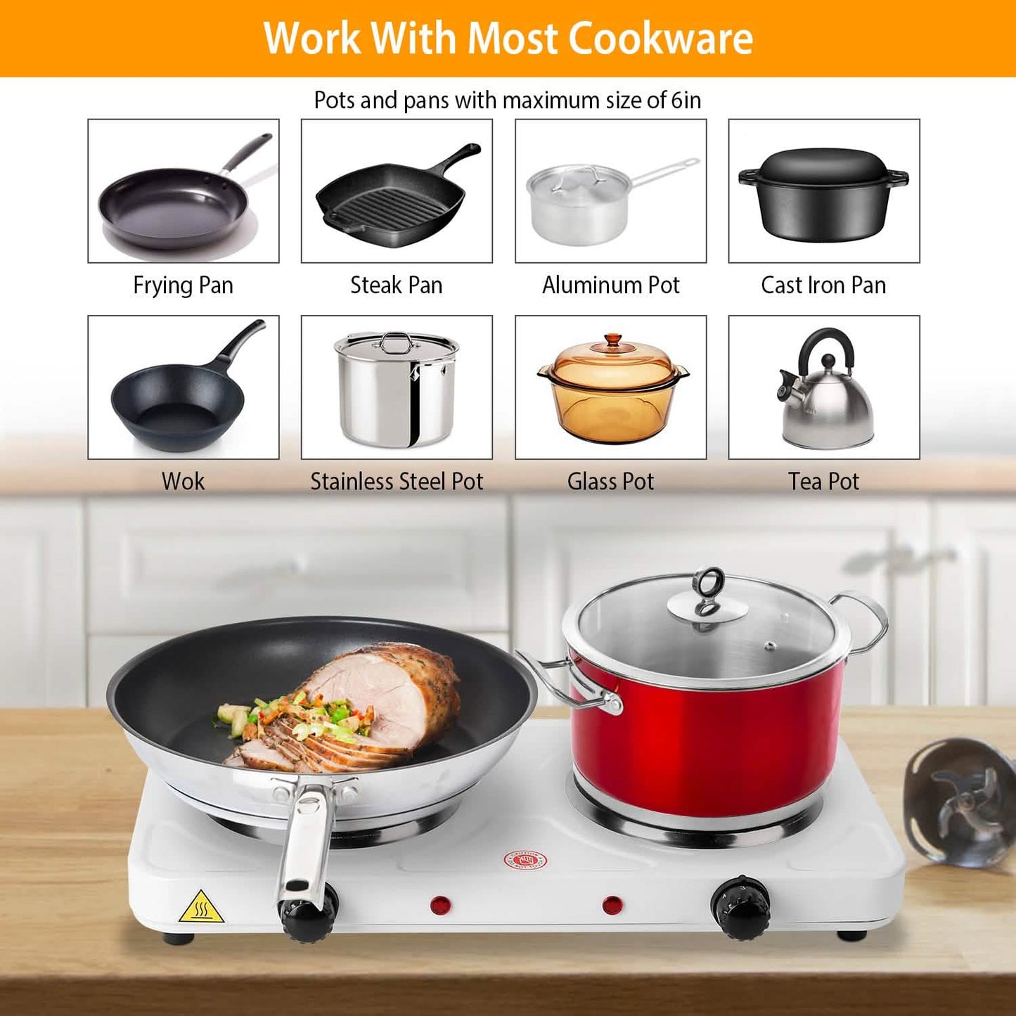 2000W Portable Double Electric Burner DailySale