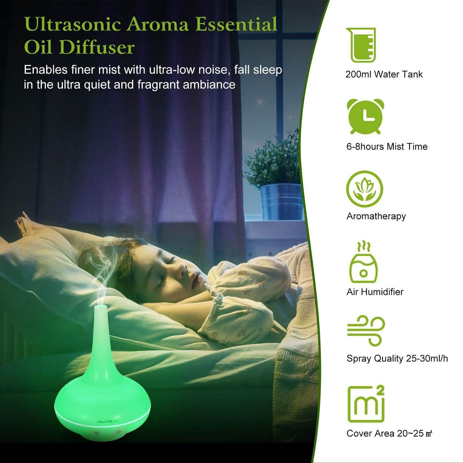 200ml Cool Mist Humidifier Ultrasonic Aroma Essential DailySale