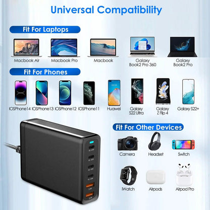 200W Fast Wall Charger with 6 Charging Ports Desktop USB Charging Station DailySale