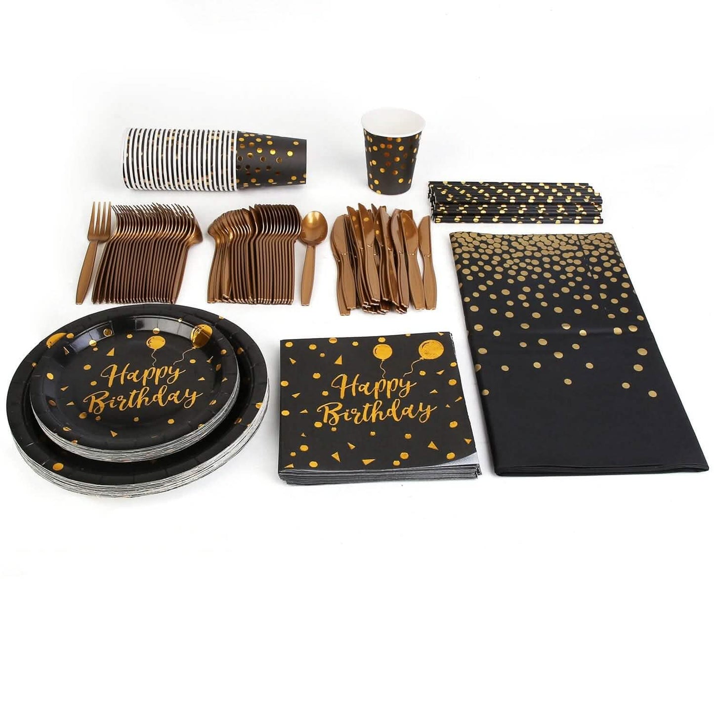 201 Pieces: Black Gold Disposable Dinnerware Set DailySale