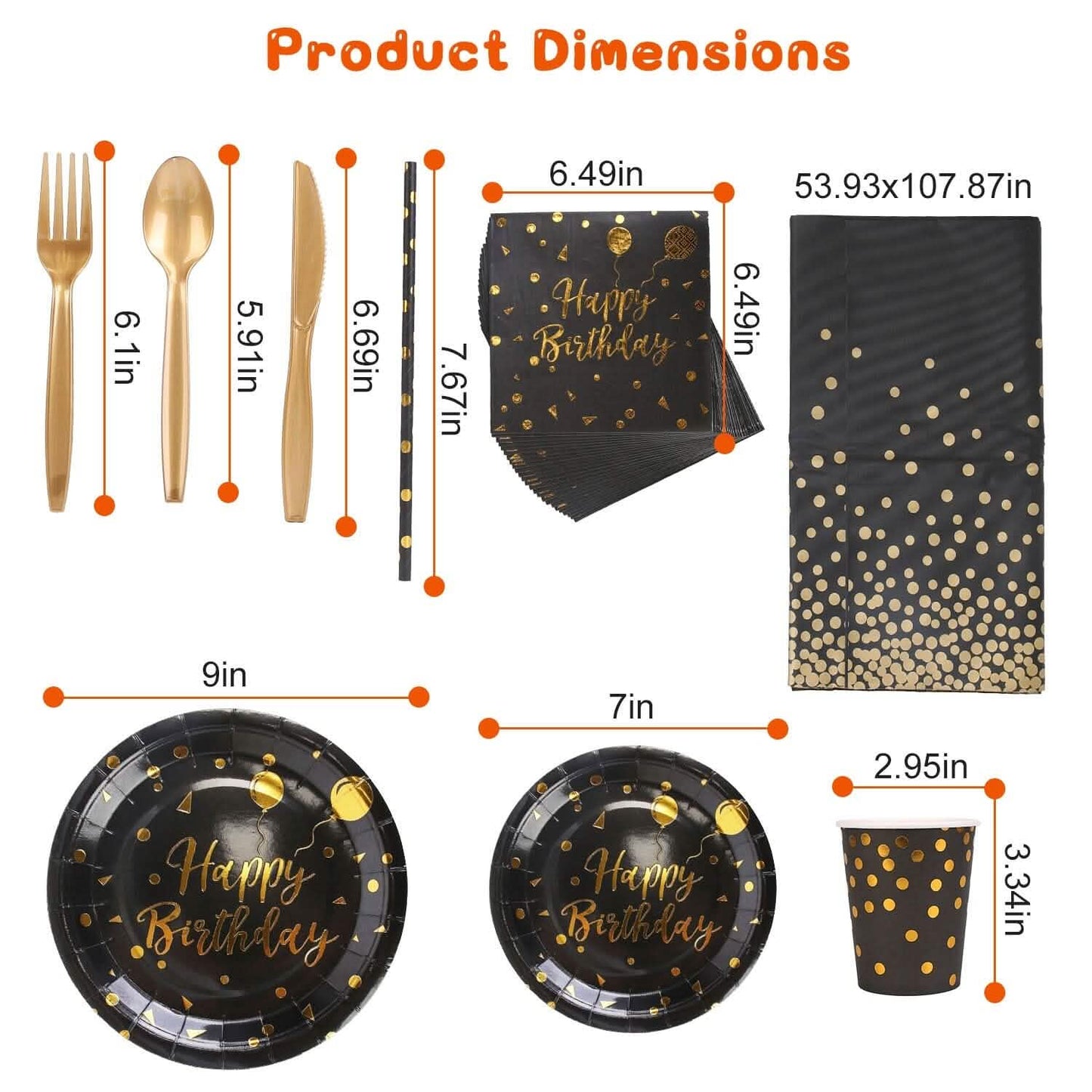 201 Pieces: Black Gold Disposable Dinnerware Set DailySale