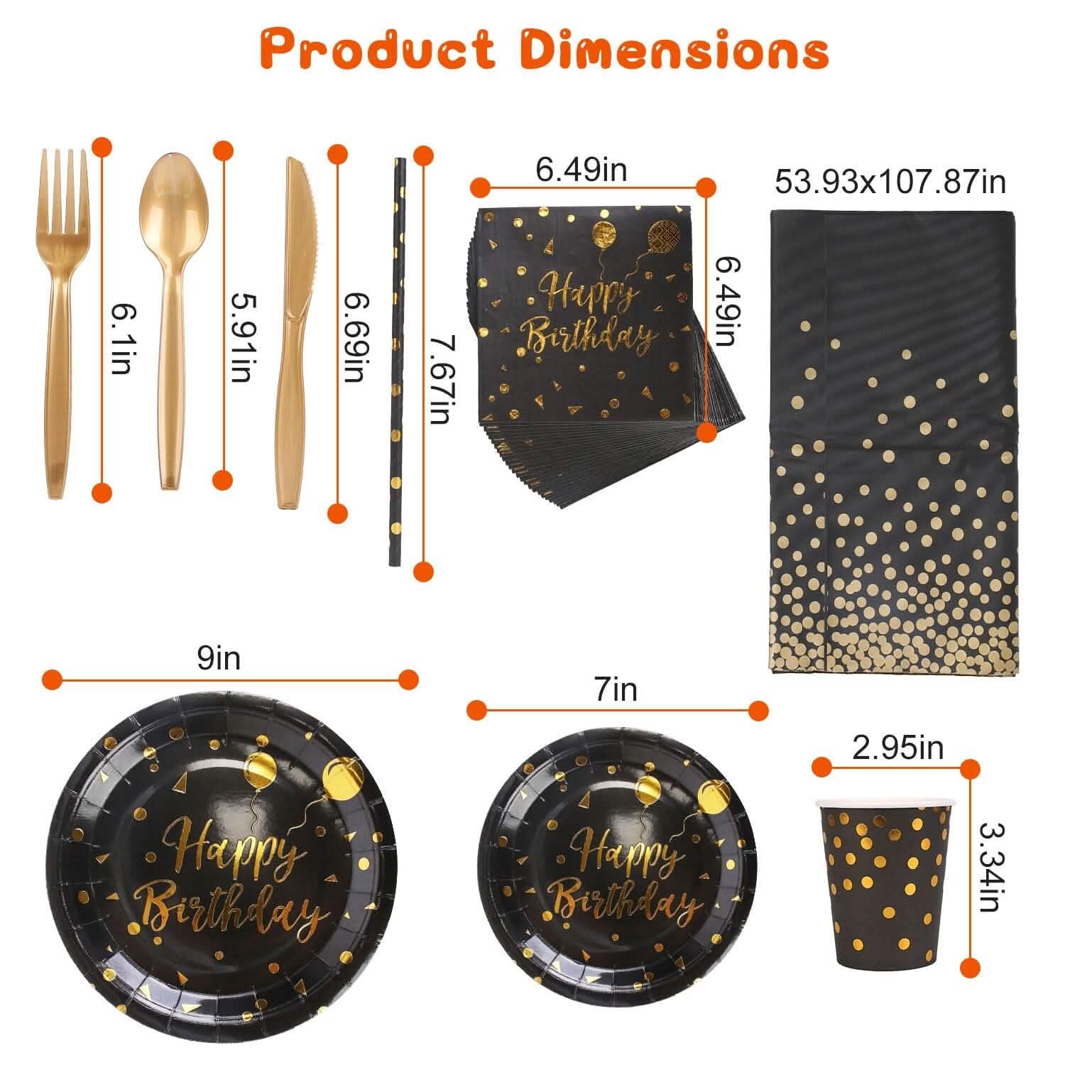 201 Pieces: Black Gold Disposable Dinnerware Set DailySale
