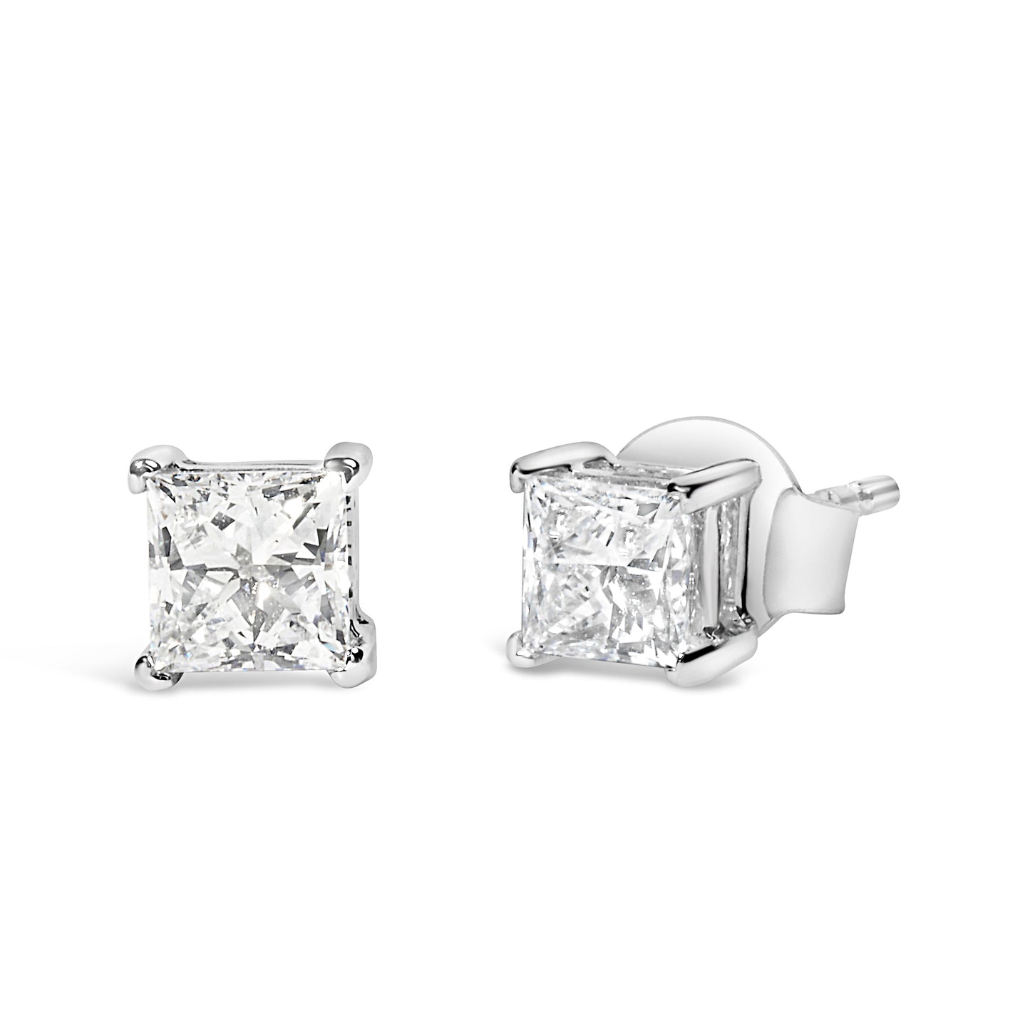 14K White Gold 3/8 Cttw Lab Grown Princess-Cut Diamond 4-Prong Solitaire Stud Earrings (VS1-VS2 Clarity, F-G Color) Bids.com