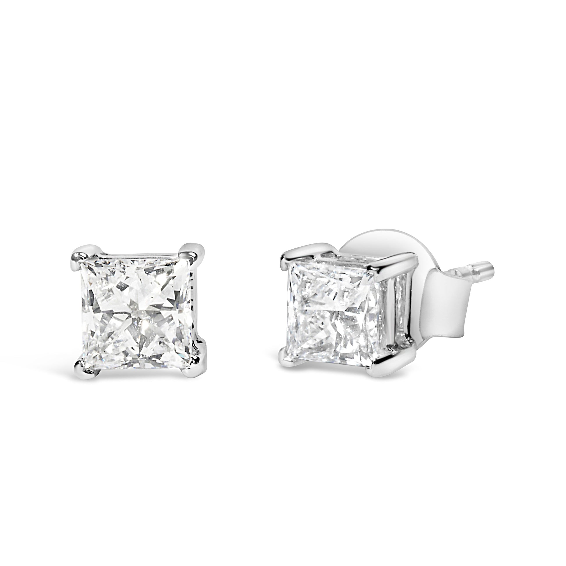 14K White Gold 3/8 Cttw Lab Grown Princess-Cut Diamond 4-Prong Solitaire Stud Earrings (VS1-VS2 Clarity, F-G Color) Bids.com