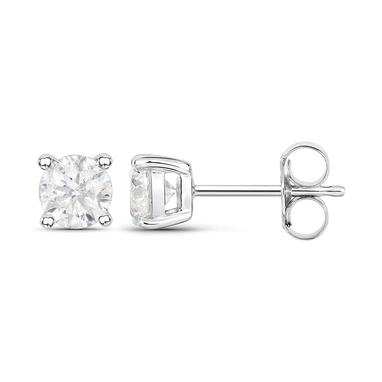 1.02 Carat Genuine White Diamond 14K White Gold Earrings Bids.com