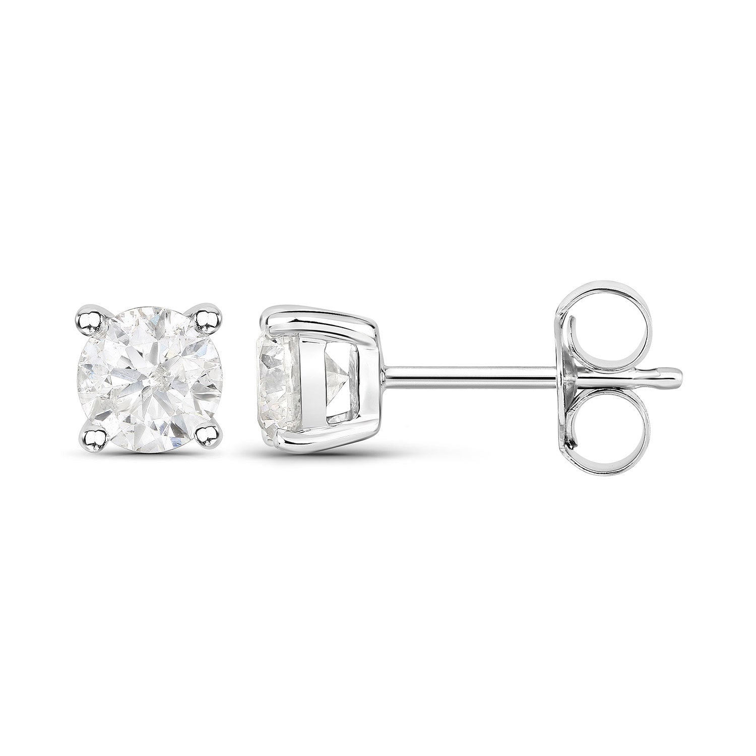 1.02 Carat Genuine White Diamond 14K White Gold Earrings Bids.com