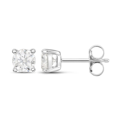 1.02 Carat Genuine White Diamond 14K White Gold Earrings Bids.com