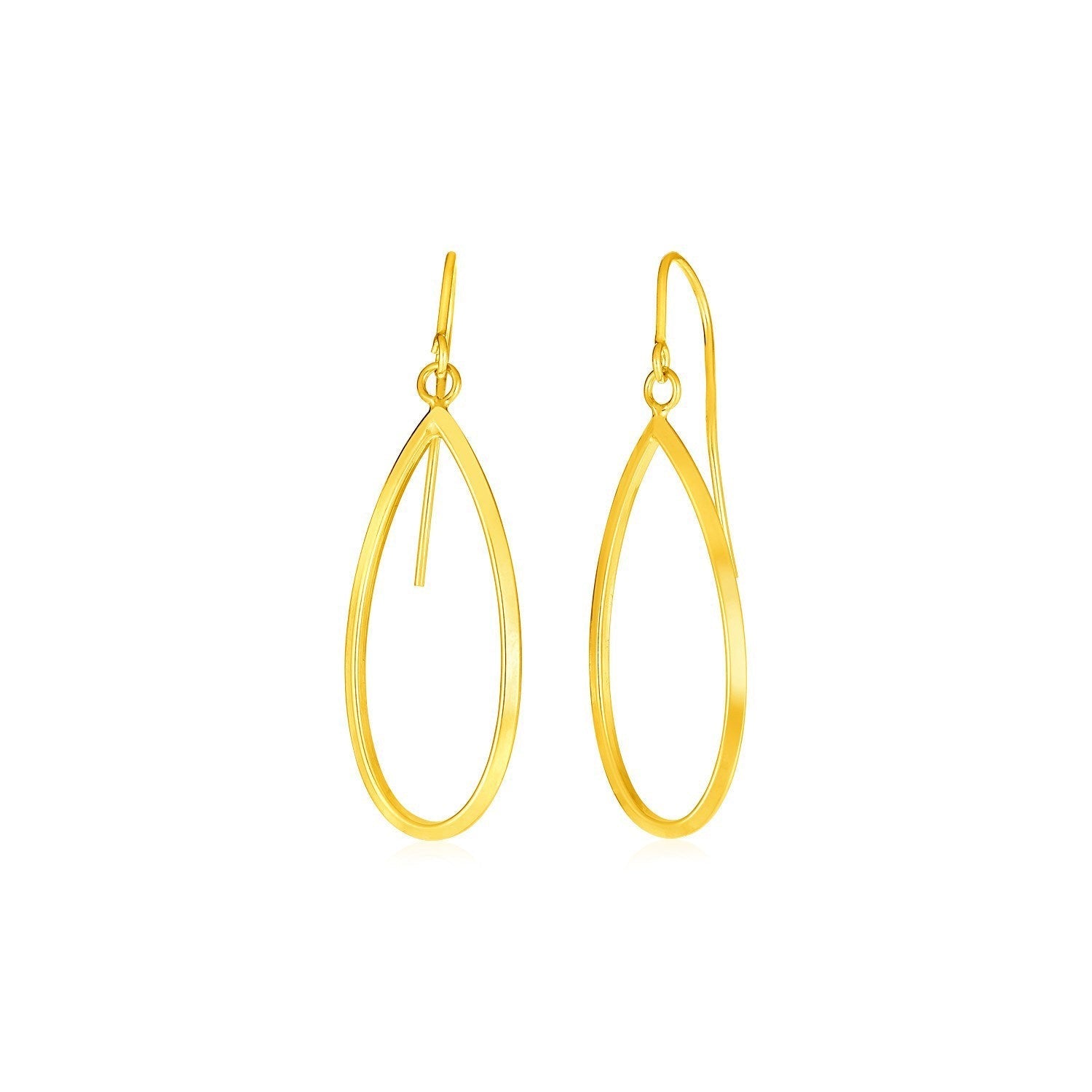 14k Yellow Gold Earrings with Polished Open Teardrop Dangles Bids.com