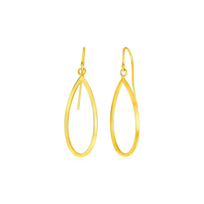 14k Yellow Gold Earrings with Polished Open Teardrop Dangles Bids.com