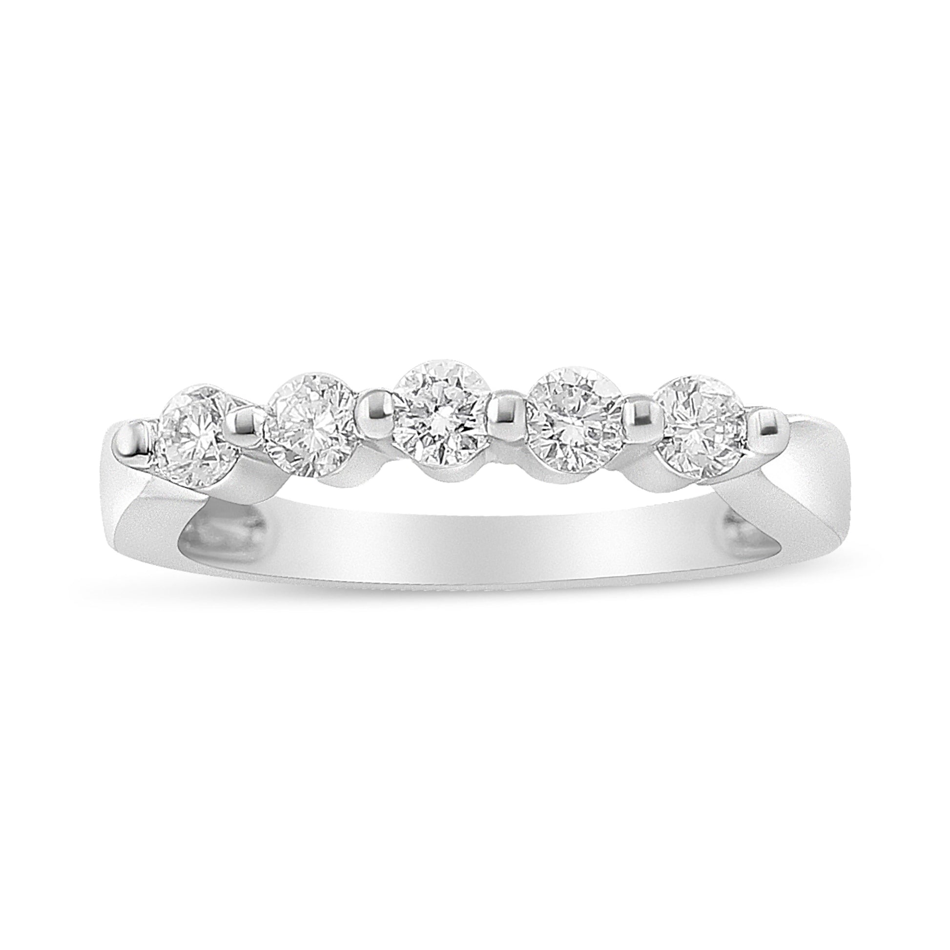 14K White Gold 1/2 Cttw Round-Cut 5-Stone Diamond Ring (H-I Color, SI1-SI2 Clarity) Size 7 Bids.com