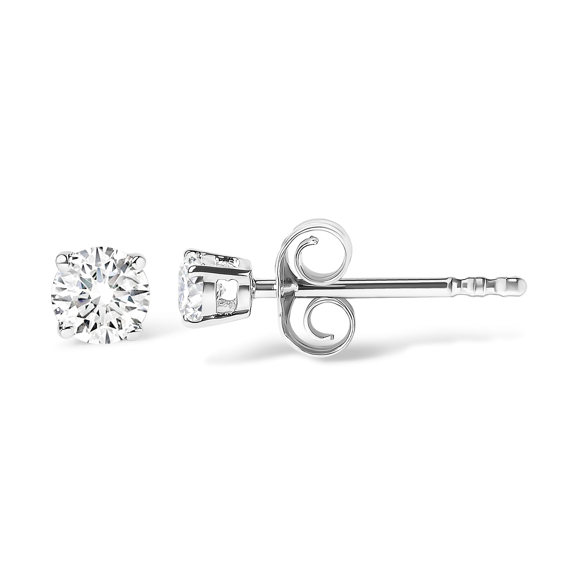 .925 Sterling Silver 1/2 Cttw Round Brilliant-Cut Lab Grown Diamond Classic 4-Prong Stud Earrings (F-G Color, VS1-VS2 Clarity) Bids.com