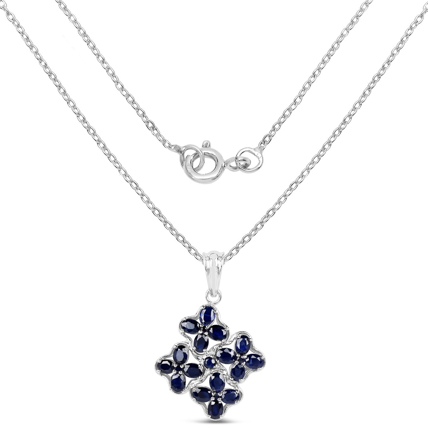 3.68 Carat Genuine Blue Sapphire .925 Sterling Silver Pendant Bids.com