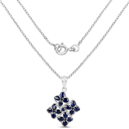 3.68 Carat Genuine Blue Sapphire .925 Sterling Silver Pendant Bids.com